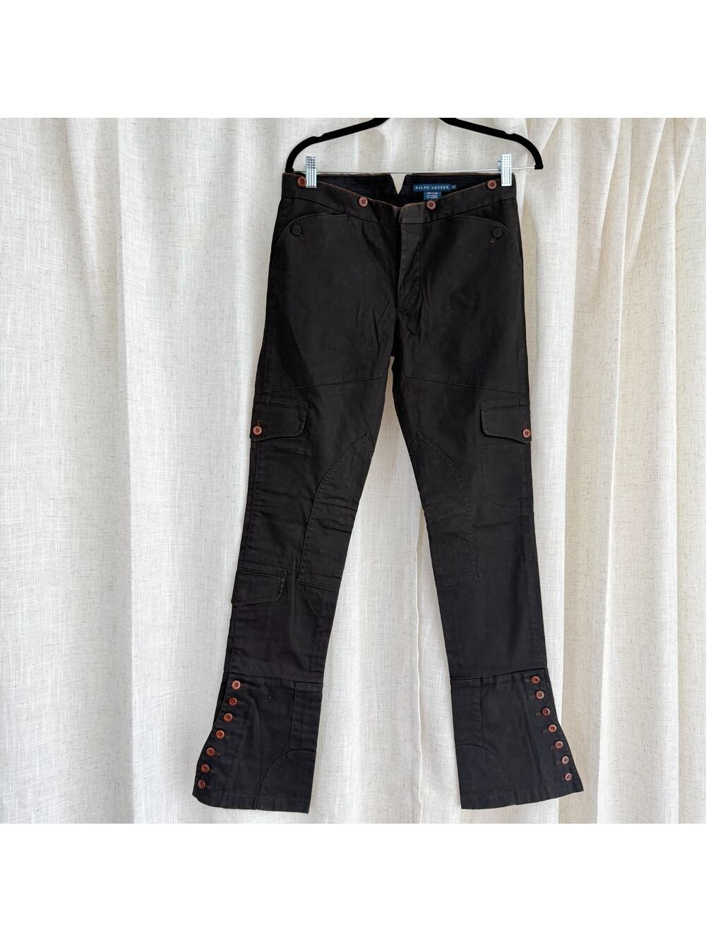 Vintage Ralph Lauren Cargo Pants Womens 8 Brown Military Equestrian Cotton Flare